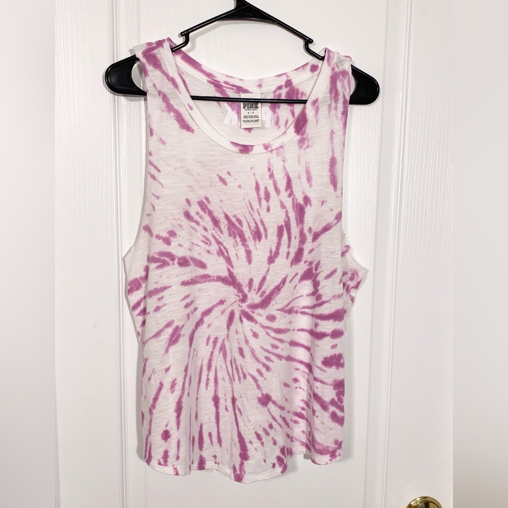 PINK Victoria’s Secret Tie Dye Muscle Tee Tank Purple White Small
